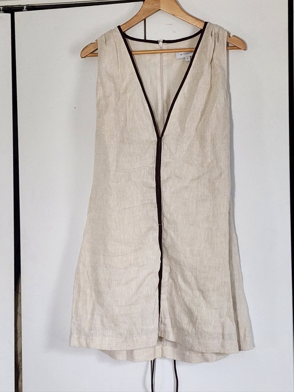 Witchery Sleeveless Linen Tunic with Dark Trim